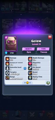 The Golem card (Image via Clash of Clans)